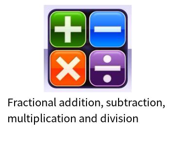 Fractional addition, subtraction, multiplication and division online calculator (form 1)