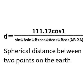 Online calculation tool for spherical distance between two points on the earth