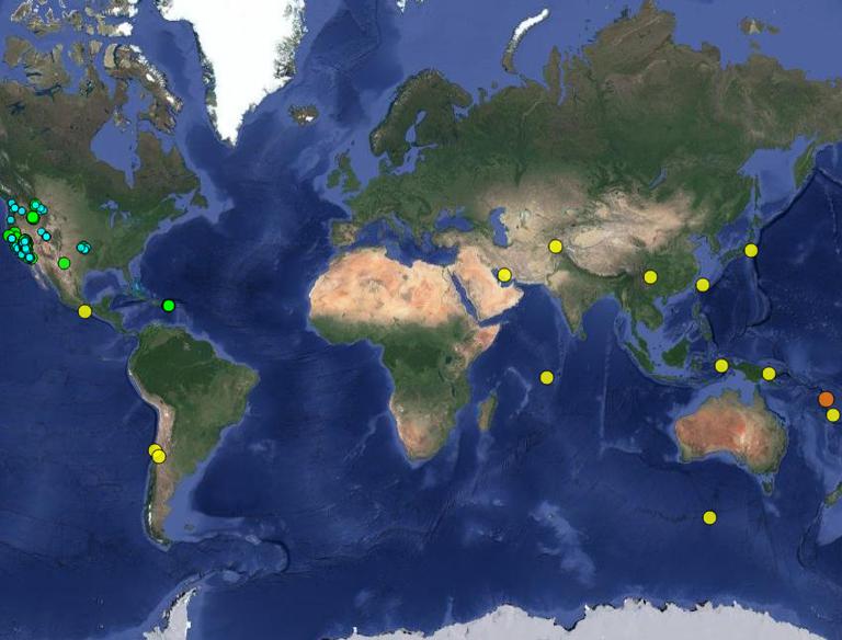 Global Earthquake Daily Distribution Map Service